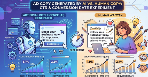 Ad Copy Generated by AI vs Human Copy: CTR & Conversion Rate Experiment